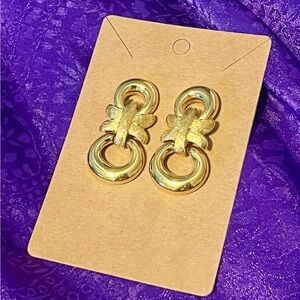 Vintage 1980’s Givenchy Dual-Textured Gold Door-Knocker Earrings (Signed)